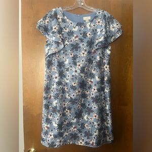 Loft floral ruffle-sleeve dress